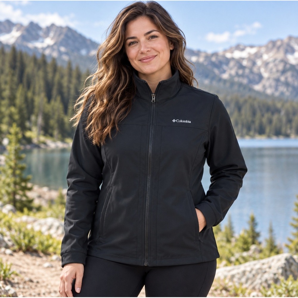 Columbia Womens Black Softshell Fleece Lined Full Zip Jacket XL